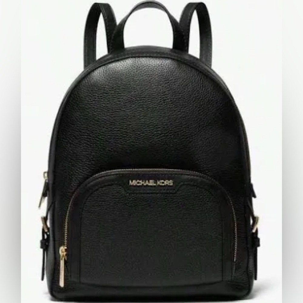 Michael Kors Black Jaycee Leather Mini Backpack with Gold Hardware